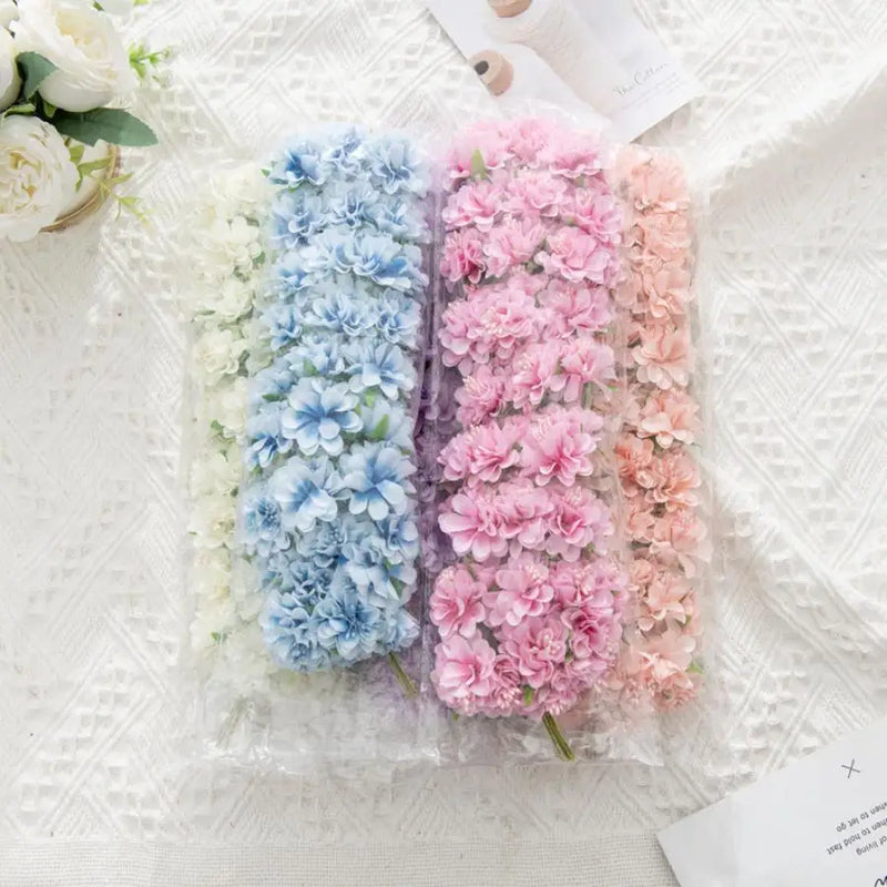 60PCS Artificial Flowers Mini Bouquet Stamen Wedding Party Christmas Decorations for Home DIY Handmade Wreaths Craft Fake Plants