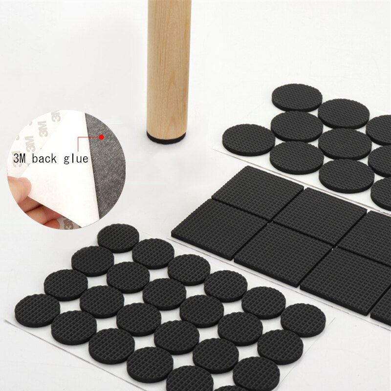 Self Adhesive Furniture Leg Feet Rug Felt Pads Anti Slip Mat Bumper Damper for Chair Table Protector Hardware Round Square Black