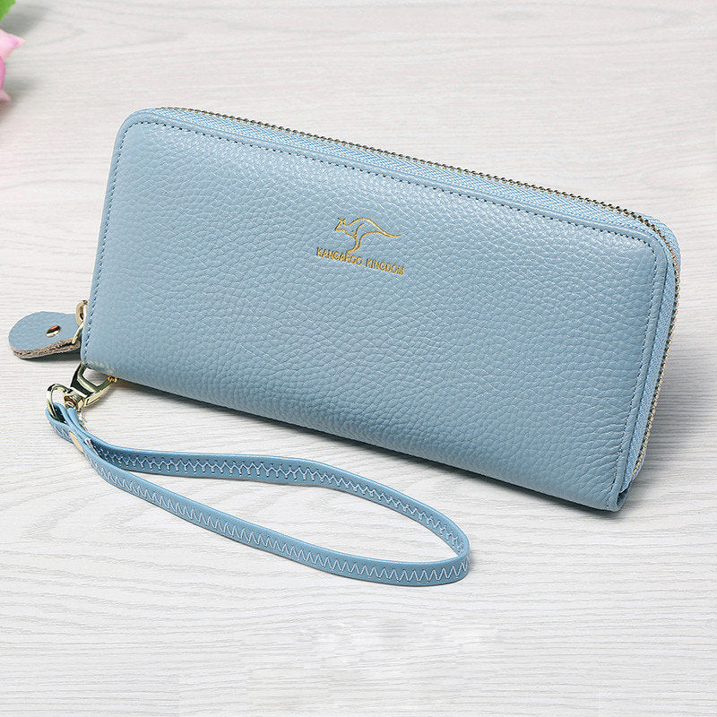 KANGAROO KINGDOM fashion women wallets genuine leather long zipper wallet brand female clutch purse