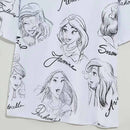 Disney Princess T-Shirt Snow White Cinderella Ariel Belle Cartoon Print Women T-Shirt O-Neck Short Sleeve Cotton Tee Tops Female