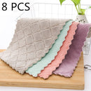 8pieces Household Super Absorbent Microfiber Towel Kitchen Dish Cloth Non-Stick Oil Washing  Rag  Tableware Cleaning Wiping Tool