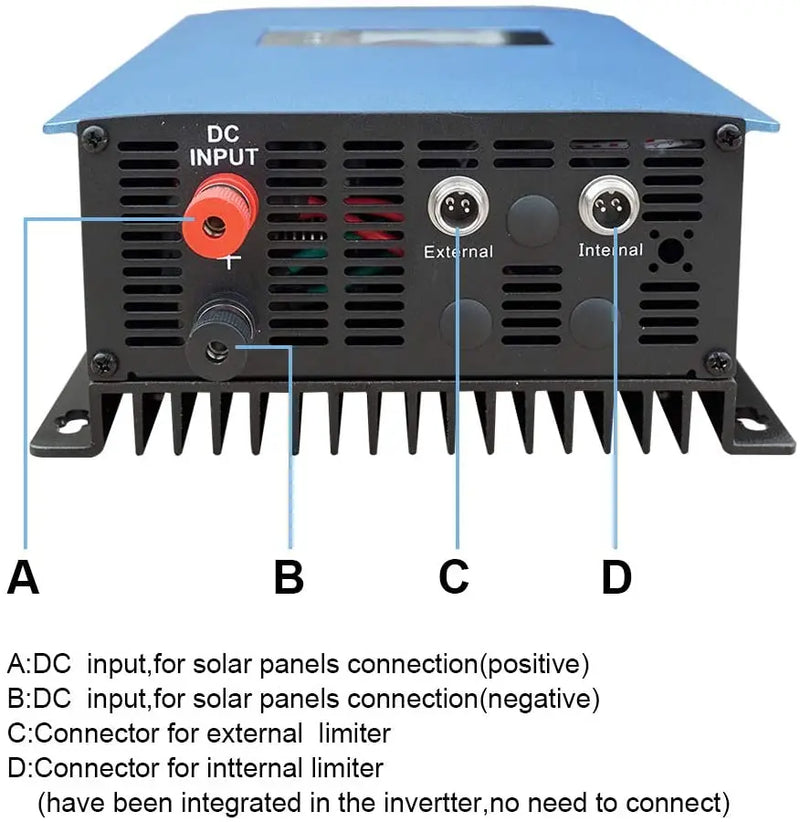 Y&H 2000W MPPT Grid Solar Inverter Battery Discharge Power Mode 2KW with Limiter Sensor PV DC 45-90V AC 220V 230V 240V