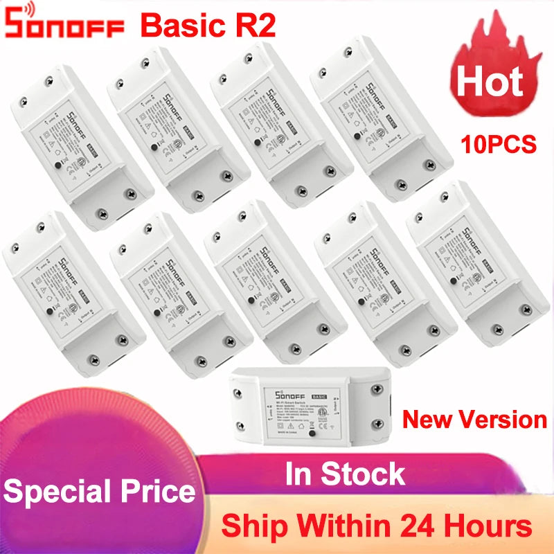 Sonoff Basic R2 Smart Home Wifi Switch Wireless Remote Control Light Timer Switch DIY Modules via Ewelink APP Work with Alexa