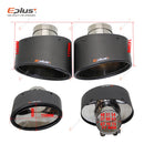 EPLUS Gloss Carbon Fiber Auspuffblende Endrohr Auspuffdüse Dekoration Universal Edelstahl Schwarz Oval 150mm Neigung Links Rechts