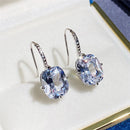 Huitan Chic Women's Drop Earrings Silver Color With Big CZ Stone Gorgeous Female Party Jewelry Anniversary Gift Earring for Girl