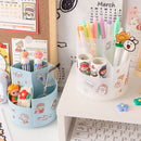 MINKYS Multifunctional 3 Grid 360 Degree Rotating Pen Holder Desktop Organizer Large Capacity Pencil Box School Stationery