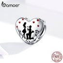 bamoer Heirate mich Herz Emaille Anhänger für Frauen Original Silberarmband 925 Sterling Silber Schmuck Jahrestagsgeschenke SCC1403