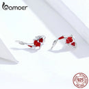 BAMOER Fisch rot emaillierte Ohrstecker für Damen 925 Sterling Silber Frühlings Koi Ohrstecker Festival Silber Modeschmuck SCE812