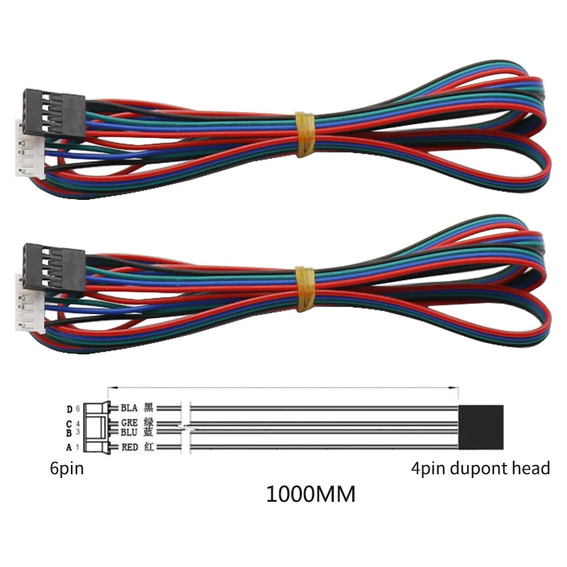 Stepper Motor cables/wire XH2.54 4pin DuPont connector extension to 6pin White Terminal line 3D Printer Parts 50/80/100/150cm