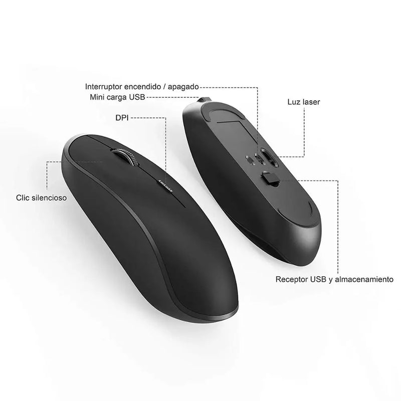 Wireless Keyboard and Mouse Set Spanish Layout Ergonomic Silent Rechargeable Mouse and Keyboard Combo USB Plug And Play