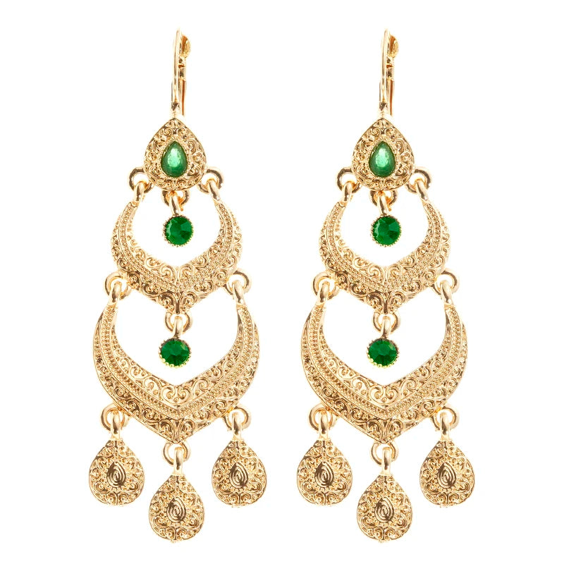 Moroccan Style Earrings for Women's Wedding Party Jewelry with Rhinestone Droplet Shape