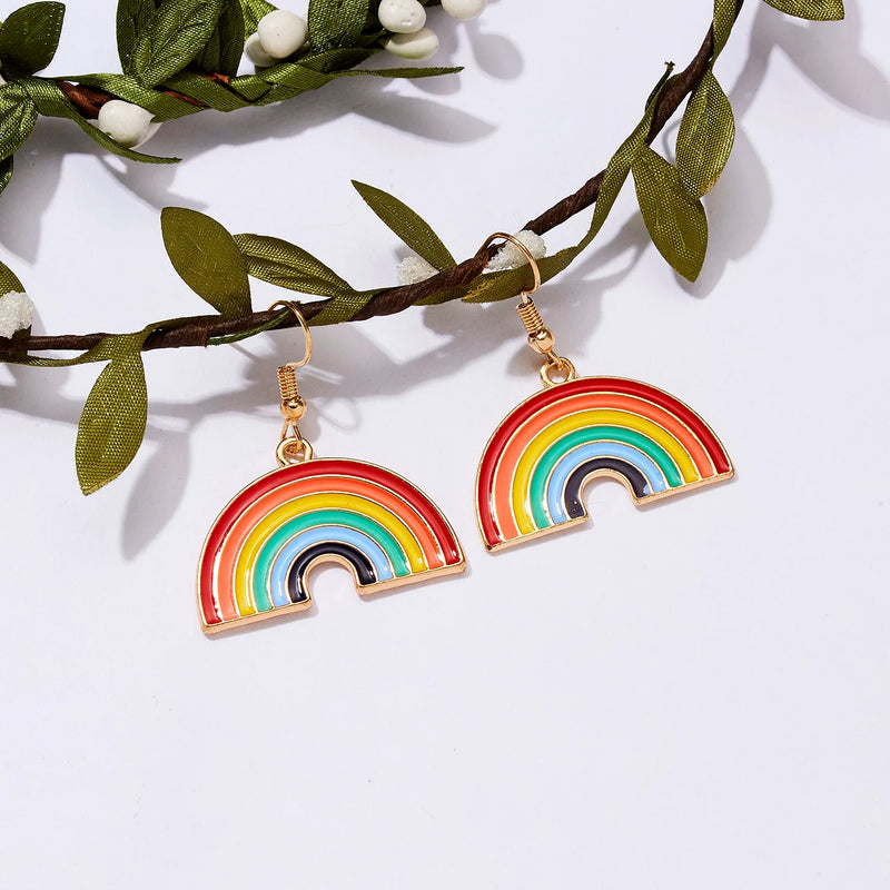2021 Classic LGBT Rainbow Flag Earring Gay Pride Charm Alloy Enamel Dangle Earrings for Men Women Fashion Jewelry Brincos Gift
