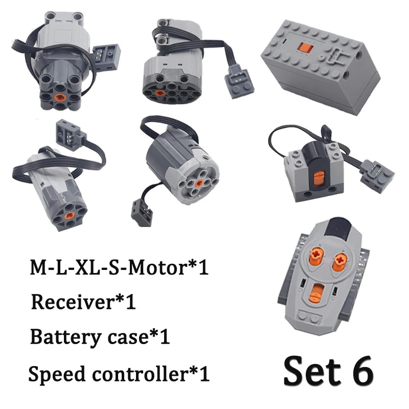 Technical Enhanced Motor Kit Power Function Switch IR Remote Control Receiver Battery Box Train Motors High-tech parts Sets