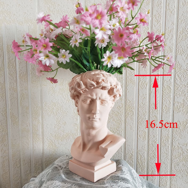 Resin Vase Home Decoration Flower Pot Makeup Brush Holder Sculpture Cosmetic Storage Box Pen Holder Statue Art Decoration