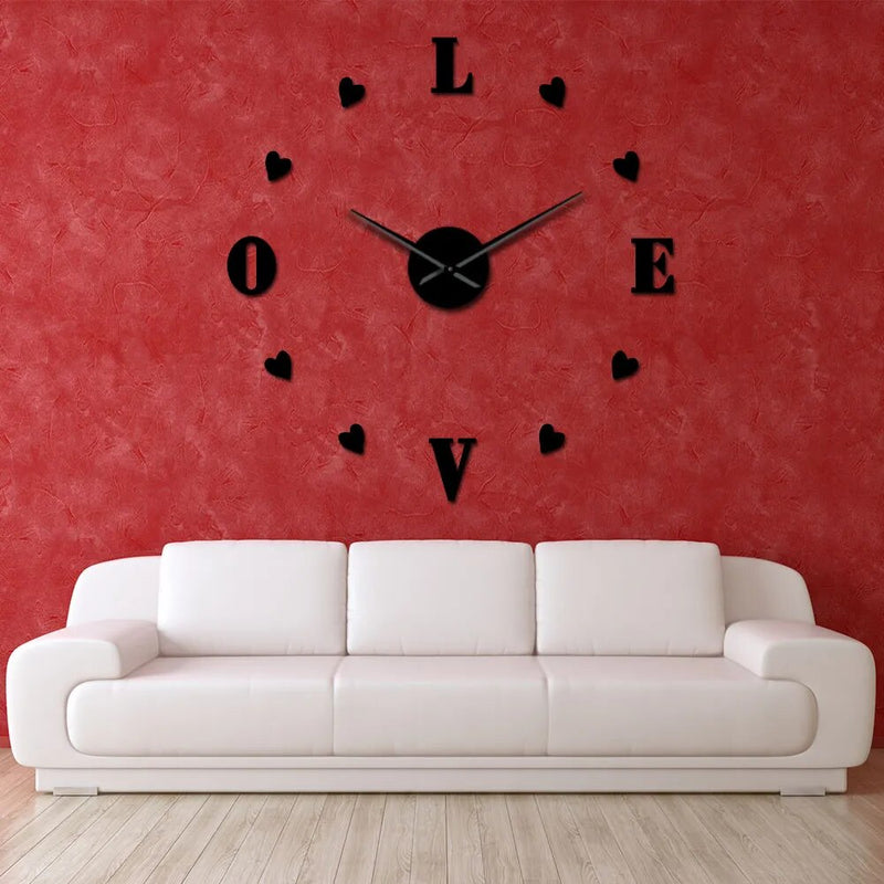 DIY Heart Shaped Numbers Wall Art Large Wall Clock Hearts Wall Decor Nursery Artwork Big Clock Wall Romantic Valentines Gifts