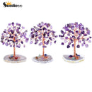 Sunligoo Super Mini Kristall-Geldbaum, Kupferdraht, mit Achat-Scheiben-Sockel, Heilstein, Yoga, Feng Shui Baum, Heimdekoration