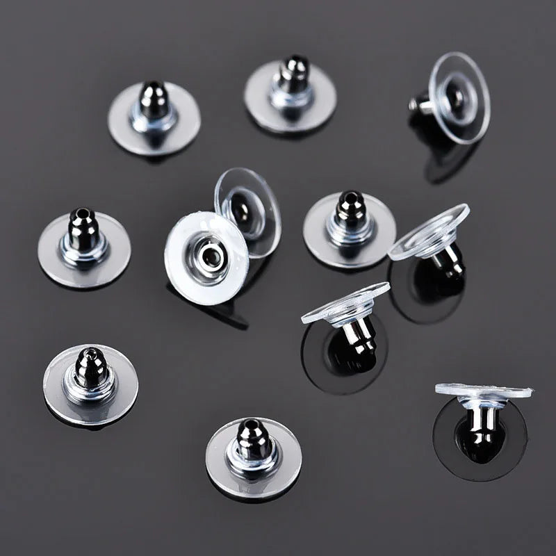 100pcs/lot Rubber Earring Backs Hooks Stoppers Round Ear Plug  Blocked Caps Earring Sleeves For Jewelry Making DIY Accessories