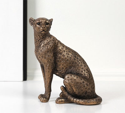 ERMAKOVA European Vintage Panther Statue Animal Figurine Leopard Jaguar Sculpture Home Living Room Office Decoration Gift