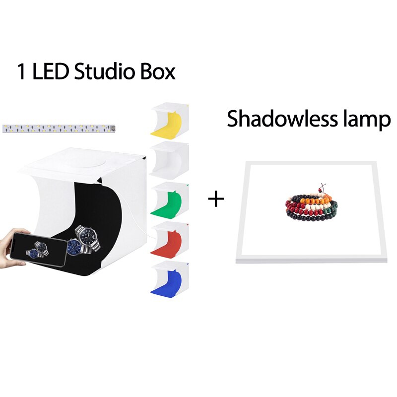 PULUZ 20cm Mini Studio Light Box LED Studio Panel Photo Shooting Tent 6 Backgrounds Shadowless Lightbox Kit Photography Soft Box