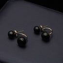 Natural Pearl Stud Earrings for Women Jewelry S925 Sterling Silver Genuine White Black Double Pearl Earrings Party