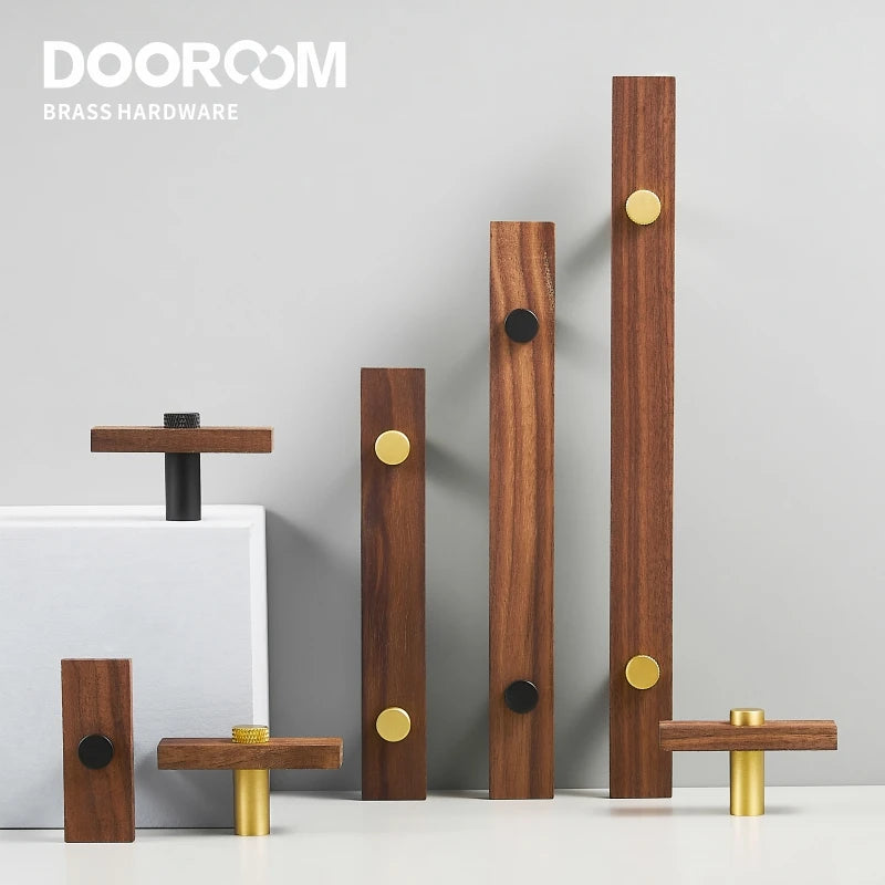 Dooroom Walnut Brass Furniture Handles Long Modern Pulls Cupboard Wardrobe Dresser Shoe Box Wine Bar Drawer Cabinet Knobs