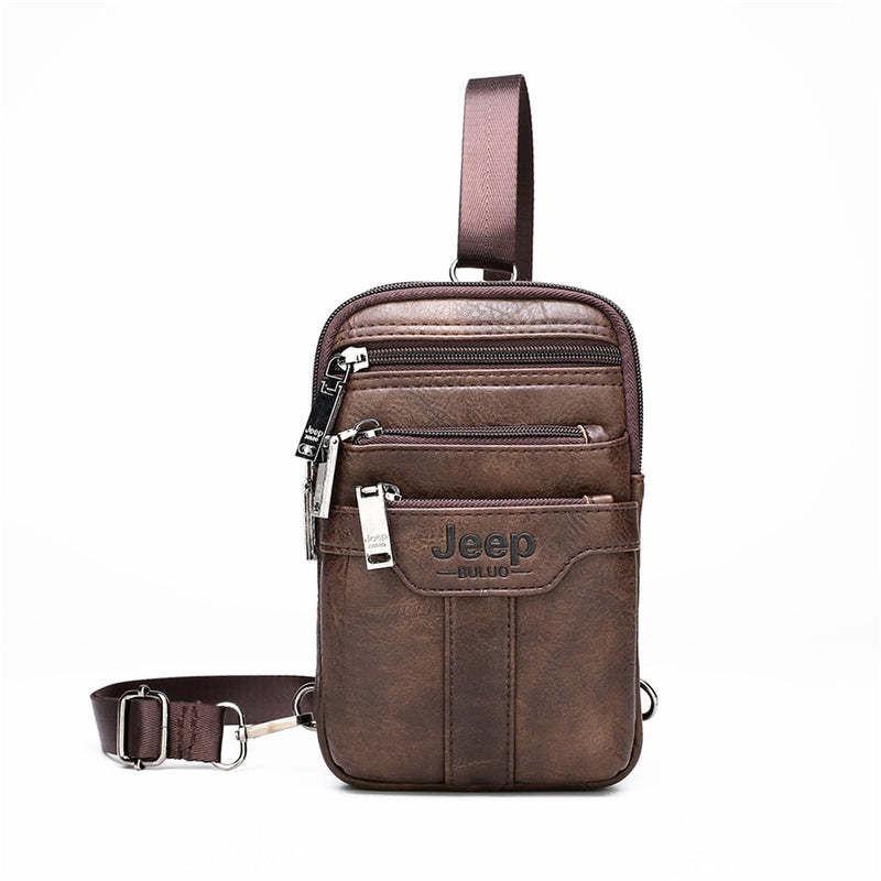 JEEP BULUO Men Shoulder Messenger Bags Small Multi-function Sling Chest Bag Legs Waist Bag For Man New Fashion Casual Crossbody