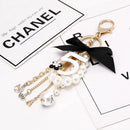 Number 5 Camellia Bag Pendant For Woman Luxury Jewelry Bow Car Keyring Bowknot Camellia Pearl Keychains Bag Decoration