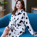 Lovers Coral Fleece Robe Autumn Winter Warm Sleepwear Women Men Thicken Flannel Bathrobe Lounge Nightgown Home Clothes Bigsize