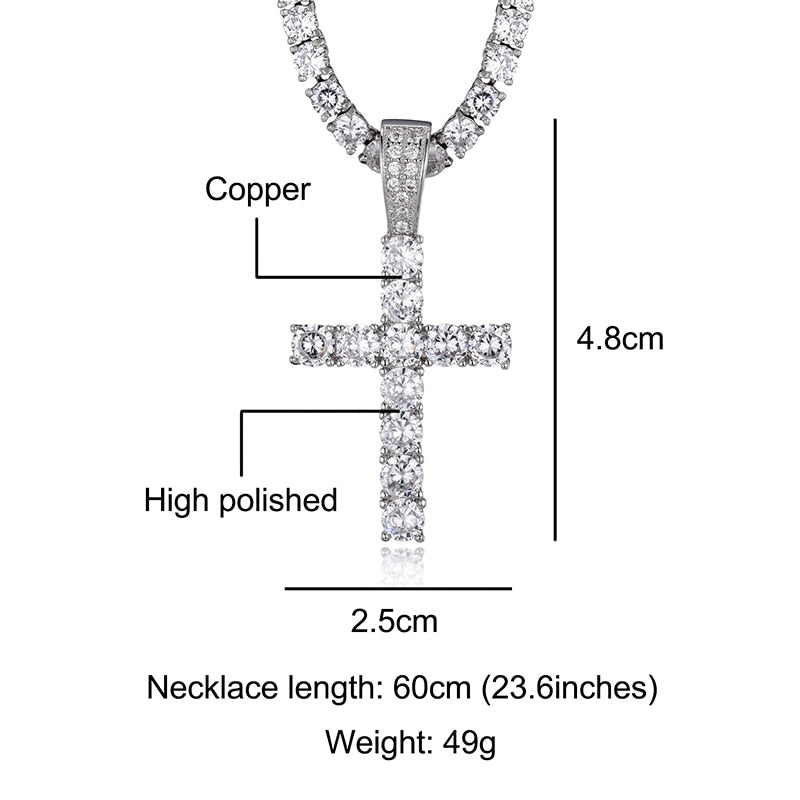 D&Z Hip Hop Gold/Silver Color Cross Pendant Necklace Micro Pave AAAA+ Cubic Zirconia Egyptian Style Necklace