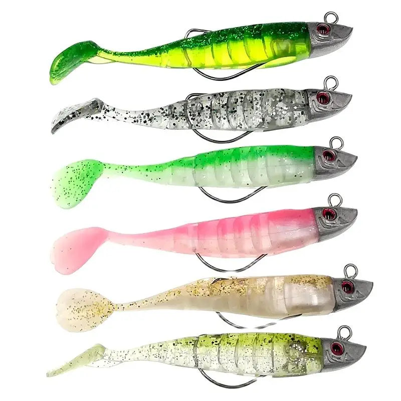 Fake Lure Jigging Soft Bait Fishing Lures 9/11cm 15.6/23.3g DIY Head Jig Fish T Tail Sea Bass Lure Fishing Tackle 6 Colors