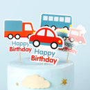 Happy Birthday Kuchen Flugzeug Auto Bus Baufahrzeug Deko Flagge Kinder Jungen Party DIY Backzubehör Cupcake Topper Baby Shower