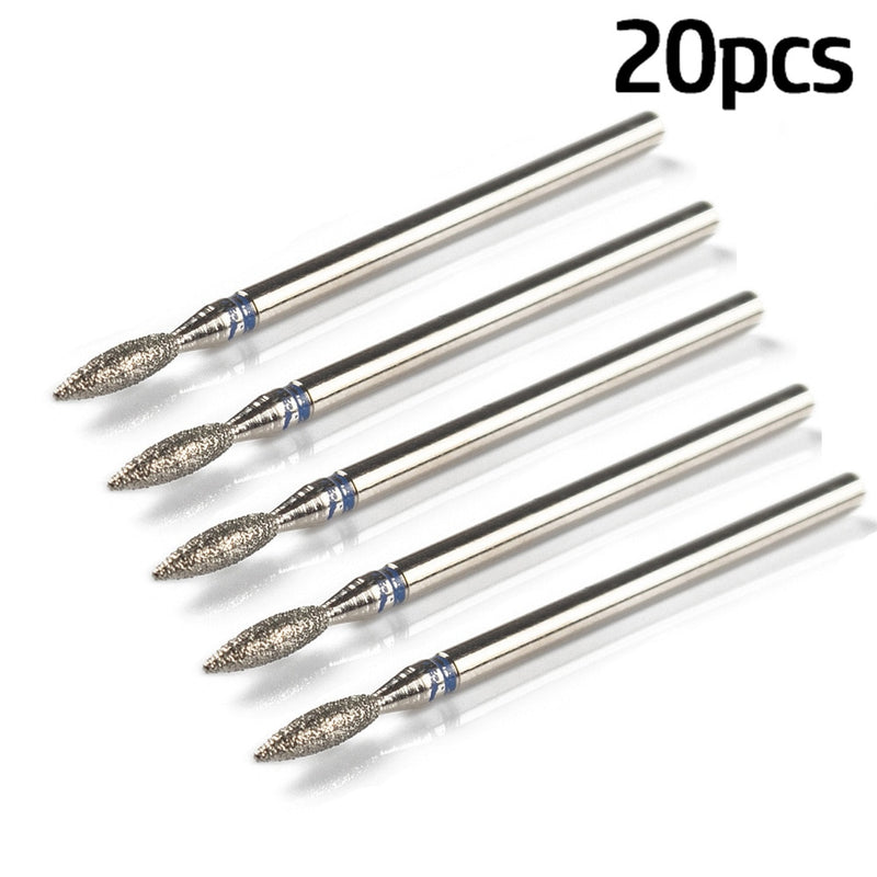 20pcs/Lot Diamond Milling Cutter for Manicure Nail Drill Manicure Machine Bit Accessories Cuticle Clean Mill Cutter Removing Gel