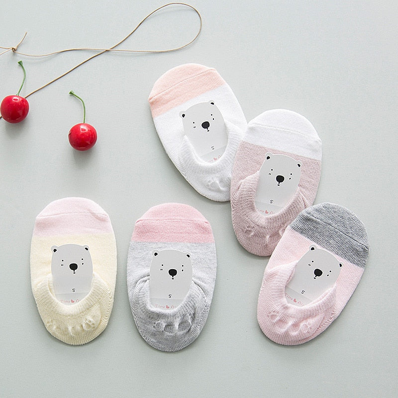 5 Pair Safe Non-Slip Rubber Comfort Cotton High Quality Soft Newborn Socks Kids Girl Socks Boy New Born Baby Miaoyoutong