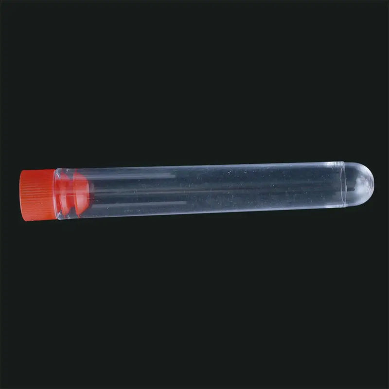 12*75mm Hard Plastic Test Tube with Plug Cap 5ml Disposable Round Bottom Clear Test Tube Laboratory Equipment 5 Pcs