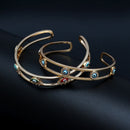 Lucky Eye Open Cuff Bangle Bracelet Gold Color Copper Multi Color Turkish Evil Eye Bangle for Women Girls Fashion Jewelry BD168