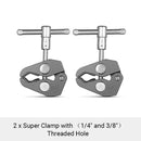 SmallRig Super Clamp with 1/4 and 3/8 Thread 2pcs Pack For 15mm-44mm Rods Cameras Lights Umbrellas Hhooks Shelves Camera Clamp
