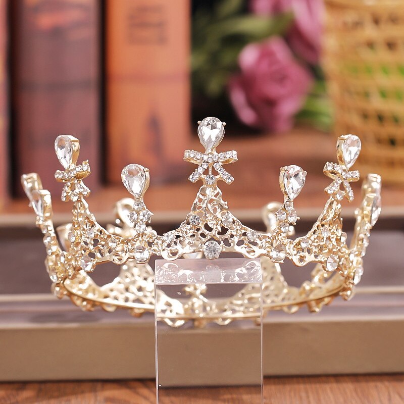 Crystal Rhinestone Round Crown Tiara Hair Jewelry Wedding Hair Accessories Bridal Hair Jewelry Queen Party Crown And Tiaras Gift