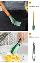The Atelier | Non-Stick Silicone Kitchen Utensil Set with Wooden Handles