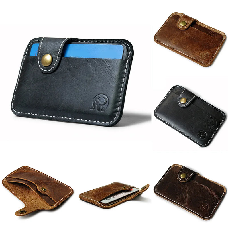 1pc Retro Leather Card Wallet Men Business Bank Card Holder Thin Credit Card Case Convenient Small Cards Pack Cash Pocket