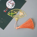 Antique Metal Folding Fan Crane Rabbit Mountain Scenery Chinese Style Series Bookmarks Newspapers Books Reading mark Bookmarks