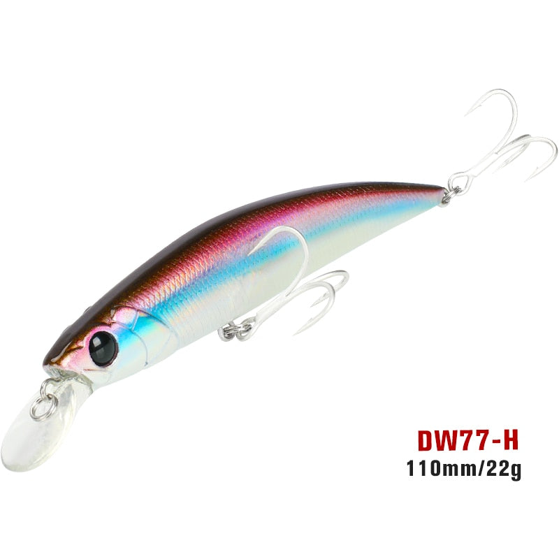 TSURINOYA 110S Long Casting Sinking Minnow Saltwater Fishing Lure DW77 110mm 22g Large Trout Pike River Lake Hard Baits Jerkbait