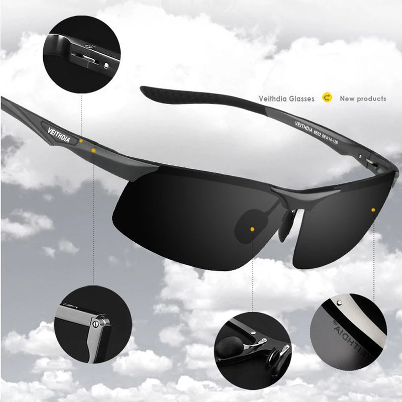 VEITHDIA Aluminum Magnesium Men's Polarized VU400 Sun Glasses Night Vision Mirror Male Eyewear Sunglasses Goggle Oculos  6502