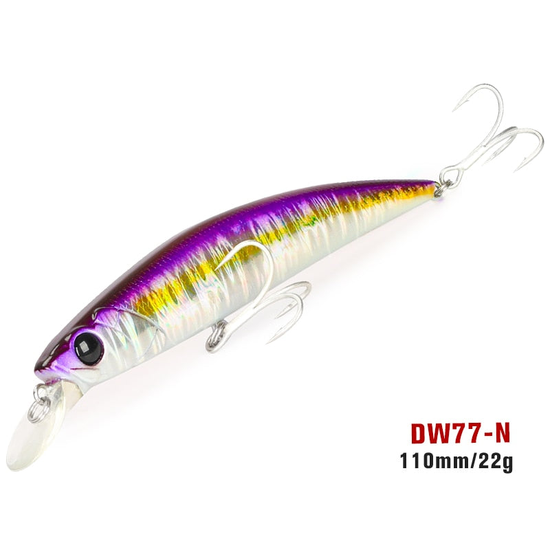 TSURINOYA 110S Long Casting Sinking Minnow Saltwater Fishing Lure DW77 110mm 22g Large Trout Pike River Lake Hard Baits Jerkbait