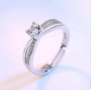 925 Sterling Silver Wedding Ring For Women Cross Zirconia Luxury Opening Ring anel de prata Valentine's Day Present S-R131