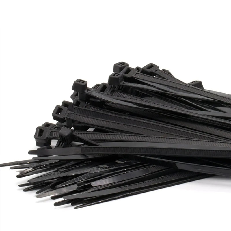 250pcs/500Pcs/bag 150,200,250,300,350,400,450,500 mm Length 5mm Width Self-Locking BlACK Nylon Wire Cable Zip Ties Cable Ties