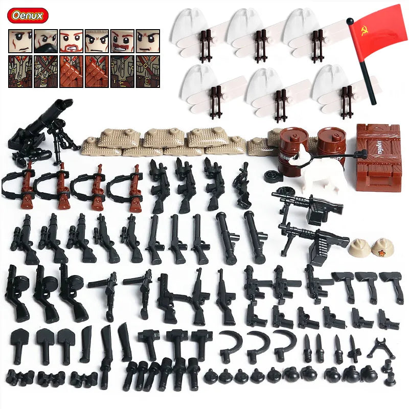 New WW2 Mini Soviet Russian Army Soldiers Figures Military Small Building Block The Battle Of Kursk Military Block Brick MOC Toy