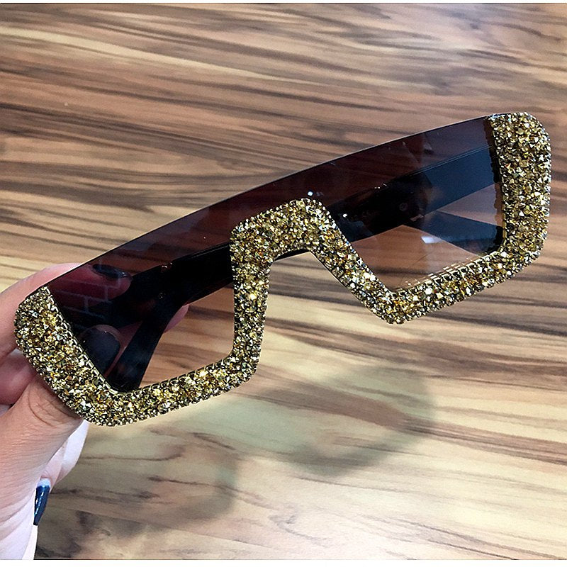 Square Luxury Sunglasses women Brand Designer Ladies Oversized rhinestone Sunglasses Men Half Frame eyeglasses For Female UV400