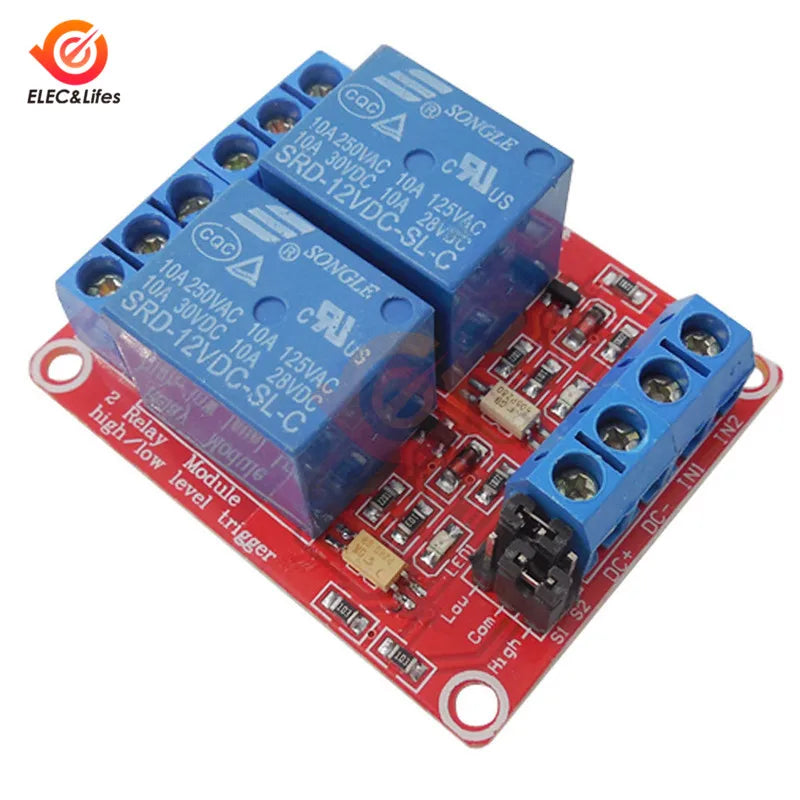 Dual Channel 5V 12V 24V Relay Module Board Shield With Optocoupler Support High and Low Level Trigger Relay For Arduino