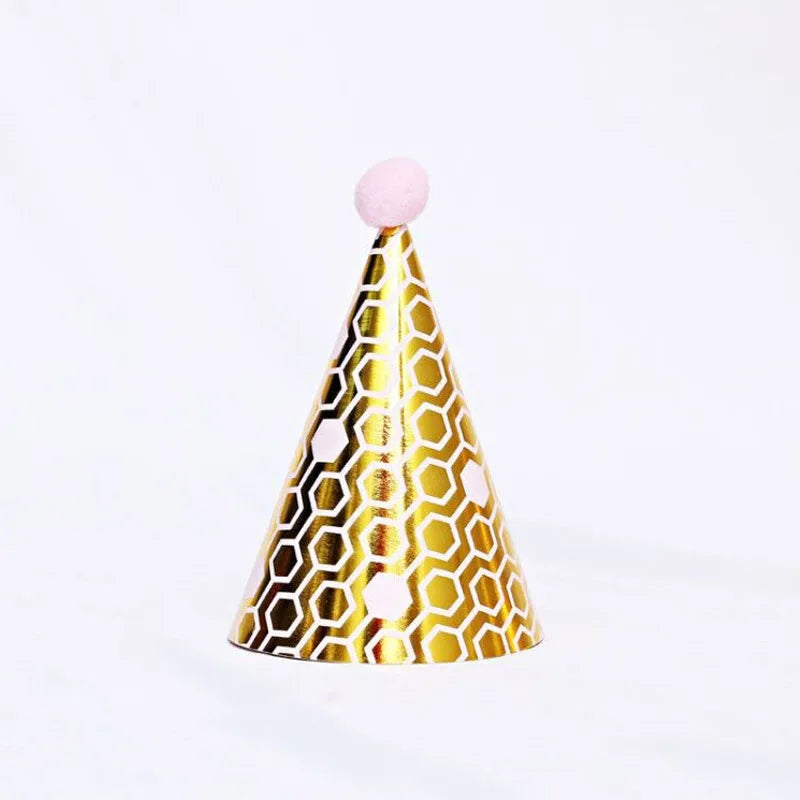 1 pcs/lot Birthday Hats Kids Boy Girl Black Birthday Party Decorations Happy Birthday Paper Hat Prince Princess Crown