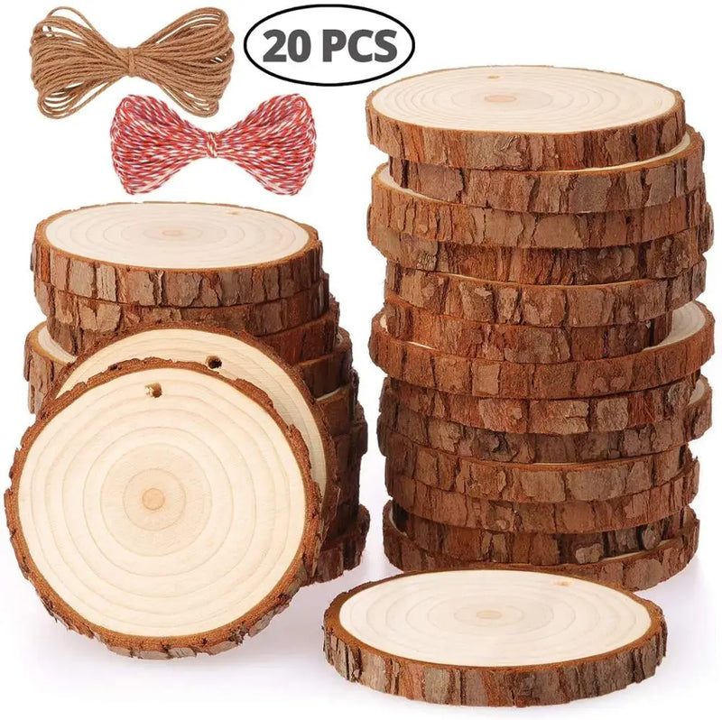 Natural Wood Slices Craft Wood Kit with Hole Wooden Circles Tree Slices for Arts and Crafts Christmas Ornaments DIY Crafts